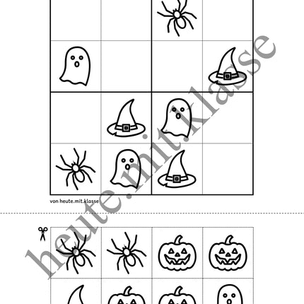 Sudoku 4x4: Halloween (Rätsel für Vorschule & Anfangsunterricht)
