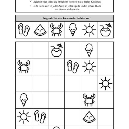 Sudoku 6x6: Sommer & Sommerferien - Logisches Denken fördern!