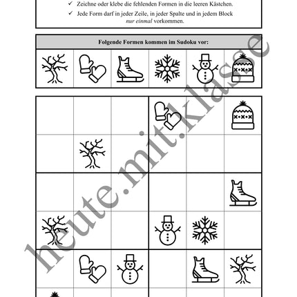 Sudoku 6x6: Winter - Logisches Denken fördern!