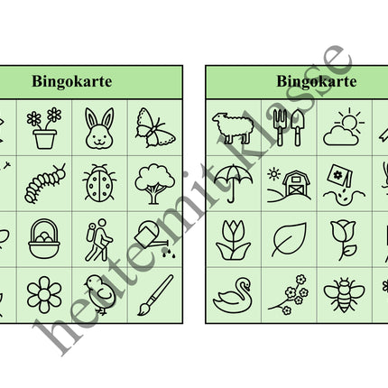 Bingo-Spiel: Frühling & Ostern