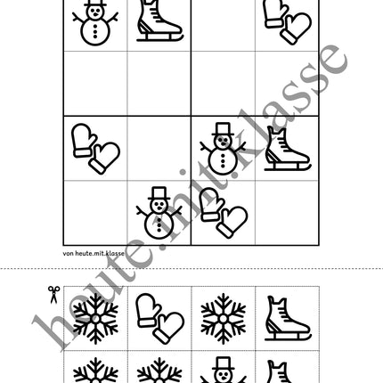 Sudoku 4x4: Winter (Rätsel für Vorschule & Anfangsunterricht)