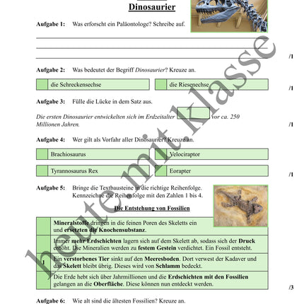 Übung zum Hörverstehen: Geolino-Podcast "Dinosaurier" (Fossilien)