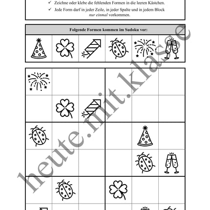 Sudoku 6x6: Neujahr & Silvester - Logisches Denken fördern!