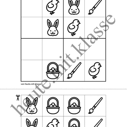 Sudoku: 4x4 Ostern (Rätsel für Vorschule & Anfangsunterricht)