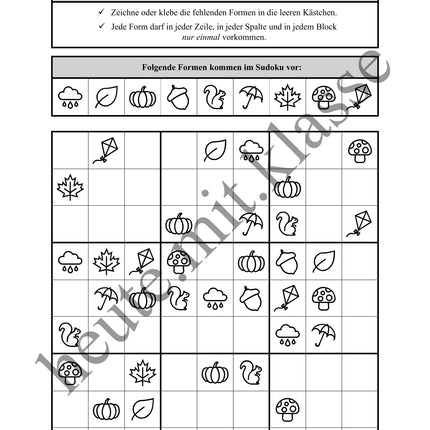 Sudoku 9x9: Herbst - Logisches Denken fördern!