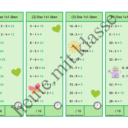 Rechenhäppchen / Tägliche Übung: Im Frühling - Kleines 1x1 (Multiplikation & Division)
