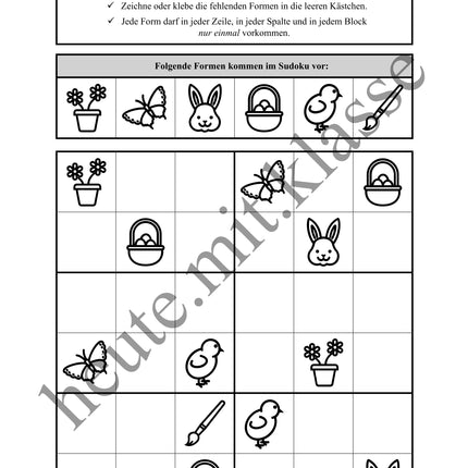 Sudoku 6x6: Ostern - Logisches Denken fördern!
