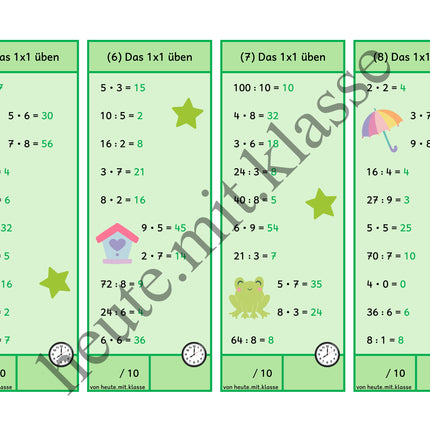 Rechenhäppchen / Tägliche Übung: Im Frühling - Kleines 1x1 (Multiplikation & Division)