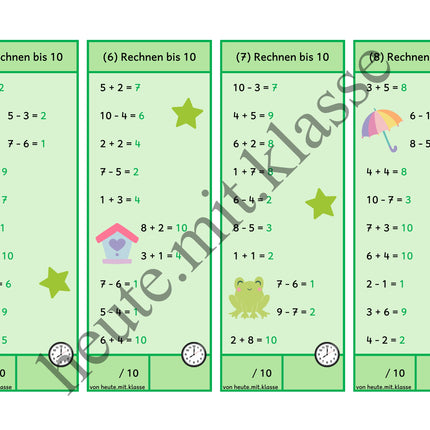 Rechenhäppchen / Tägliche Übung: Im Frühling - Addition & Subtraktion im Zahlenraum bis 10