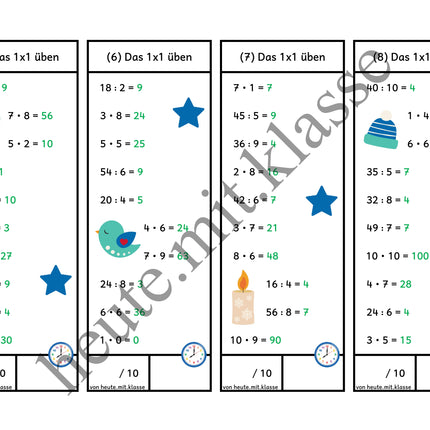 Rechenhäppchen / Tägliche Übung: Im Winter - Kleines 1x1 (Multiplikation & Division)