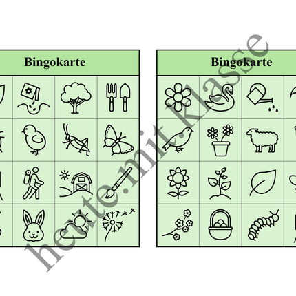 Bingo-Spiel: Frühling & Ostern