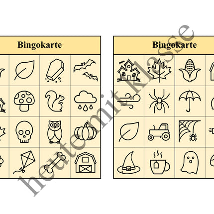 Bingo Spiel: Herbst & Halloween
