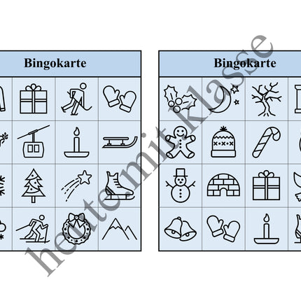 Bingo Spiel: Winter & Weihnachten