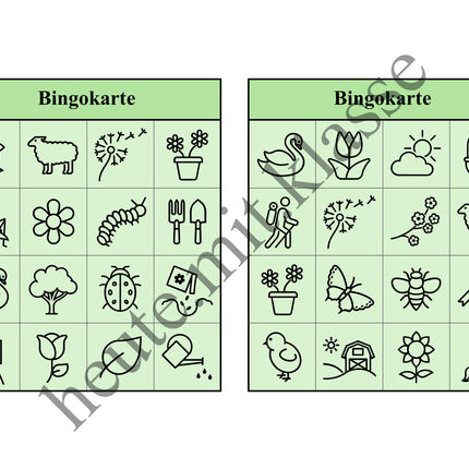 Bingo-Spiel: Frühling & Ostern