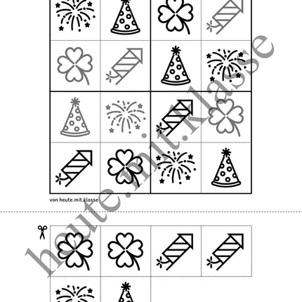 Sudoku 4x4: Neujahr & Silvester (Rätsel für Vorschule & Anfangsunterricht)