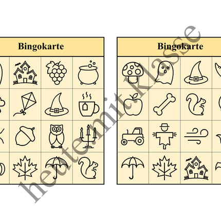 Bingo Spiel: Herbst & Halloween