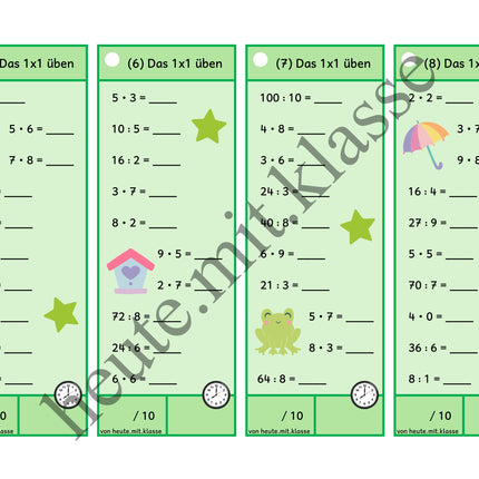 Rechenhäppchen / Tägliche Übung: Im Frühling - Kleines 1x1 (Multiplikation & Division)