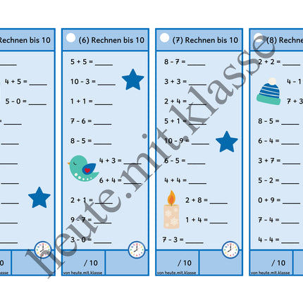 Rechenhäppchen / Tägliche Übung: Im Winter - Addition & Subtraktion im Zahlenraum bis 10