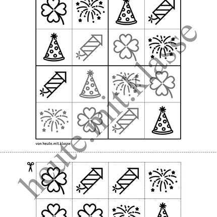Sudoku 4x4: Neujahr & Silvester (Rätsel für Vorschule & Anfangsunterricht)