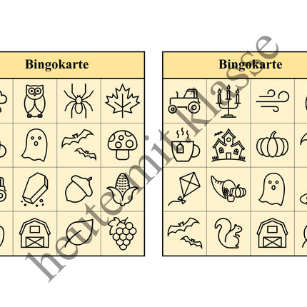 Bingo Spiel: Herbst & Halloween
