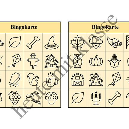 Bingo Spiel: Herbst & Halloween
