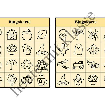 Bingo Spiel: Herbst & Halloween