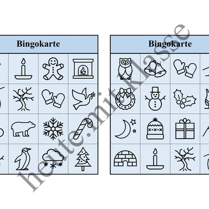 Bingo Spiel: Winter & Weihnachten