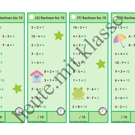Rechenhäppchen / Tägliche Übung: Im Frühling - Addition & Subtraktion im Zahlenraum bis 10