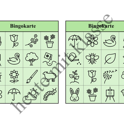 Bingo-Spiel: Frühling & Ostern
