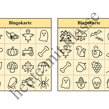 Bingo Spiel: Herbst & Halloween
