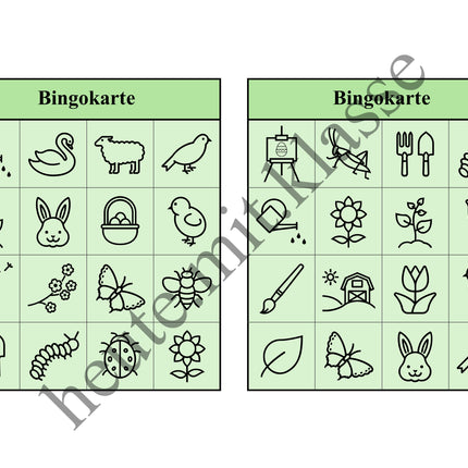 Bingo-Spiel: Frühling & Ostern