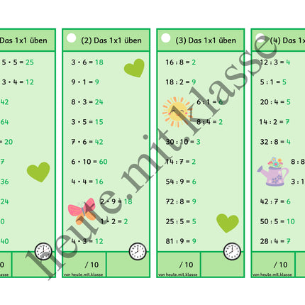 Rechenhäppchen / Tägliche Übung: Im Frühling - Kleines 1x1 (Multiplikation & Division)