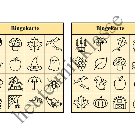 Bingo Spiel: Herbst & Halloween