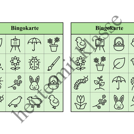 Bingo-Spiel: Frühling & Ostern
