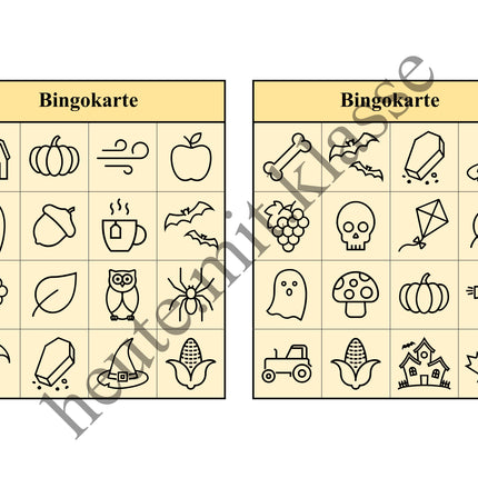 Bingo Spiel: Herbst & Halloween