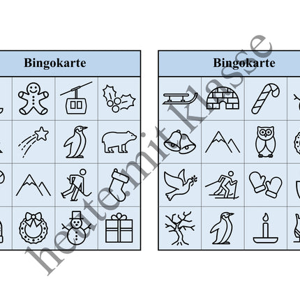 Bingo Spiel: Winter & Weihnachten