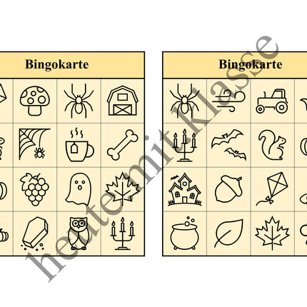 Bingo Spiel: Herbst & Halloween
