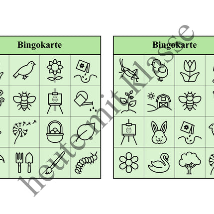 Bingo-Spiel: Frühling & Ostern