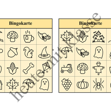 Bingo Spiel: Herbst & Halloween