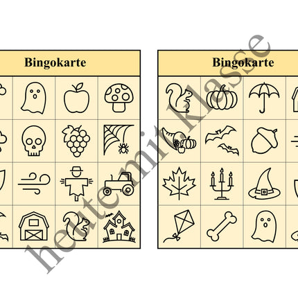Bingo Spiel: Herbst & Halloween