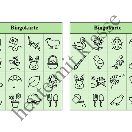 Bingo-Spiel: Frühling & Ostern