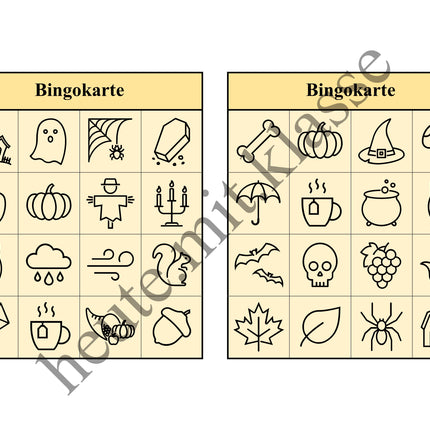 Bingo Spiel: Herbst & Halloween
