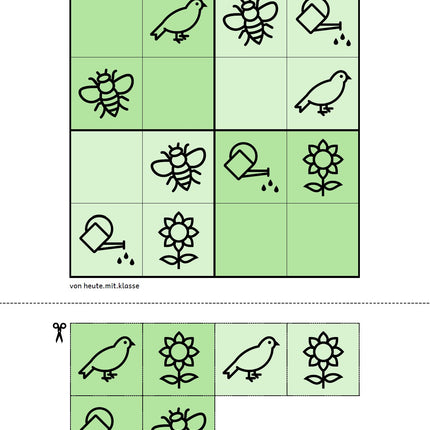 Sudoku 4x4: Frühling (Rätsel für Vorschule & Anfangsunterricht)