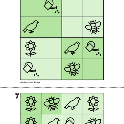 Sudoku 4x4: Frühling (Rätsel für Vorschule & Anfangsunterricht)