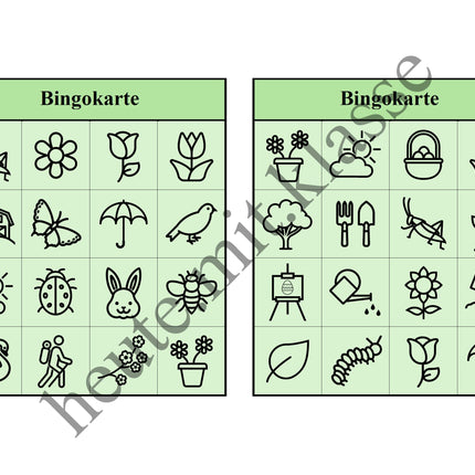 Bingo-Spiel: Frühling & Ostern