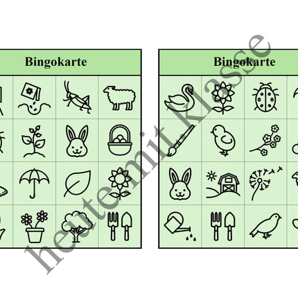 Bingo-Spiel: Frühling & Ostern