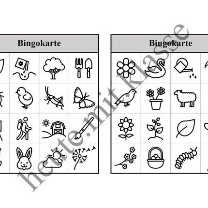 Bingo-Spiel: Frühling & Ostern