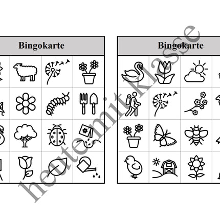 Bingo-Spiel: Frühling & Ostern