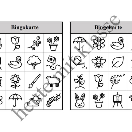 Bingo-Spiel: Frühling & Ostern