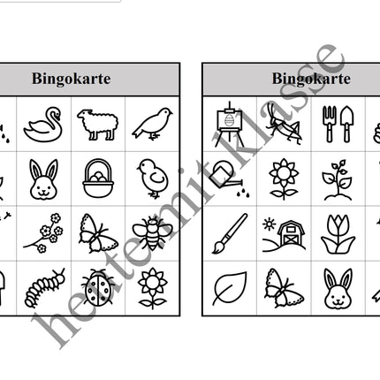 Bingo-Spiel: Frühling & Ostern